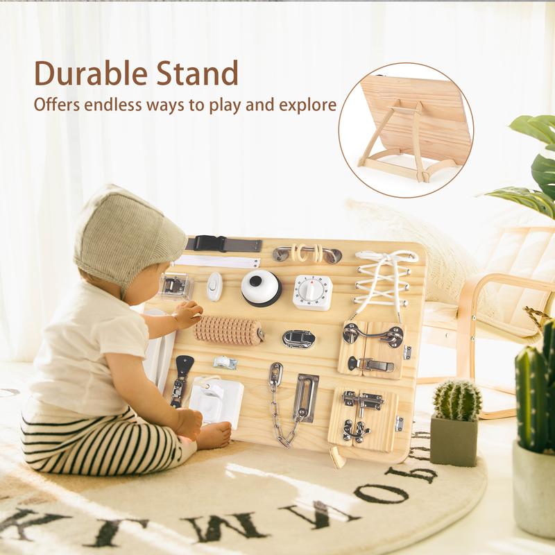 Montessori Large Busy Board — Wooden Sensory Activity Board for Toddlers 2-5