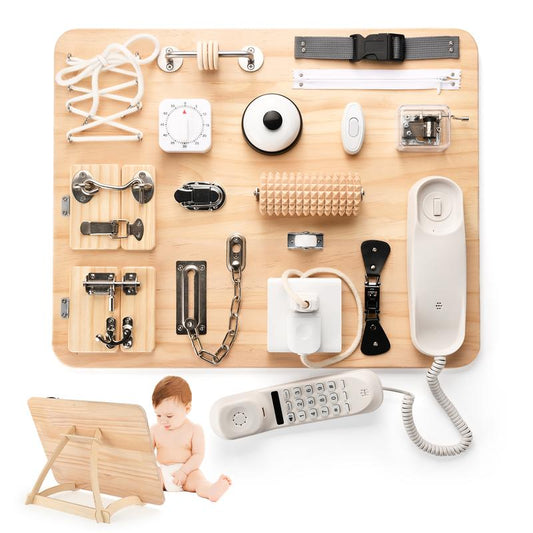 Montessori Large Busy Board — Wooden Sensory Activity Board for Toddlers 2-5